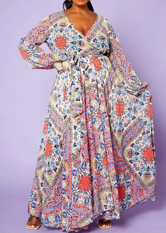 Daily Essentials HI Curvy Plus Size Women Paisley Print Chiffon Maxi Dress