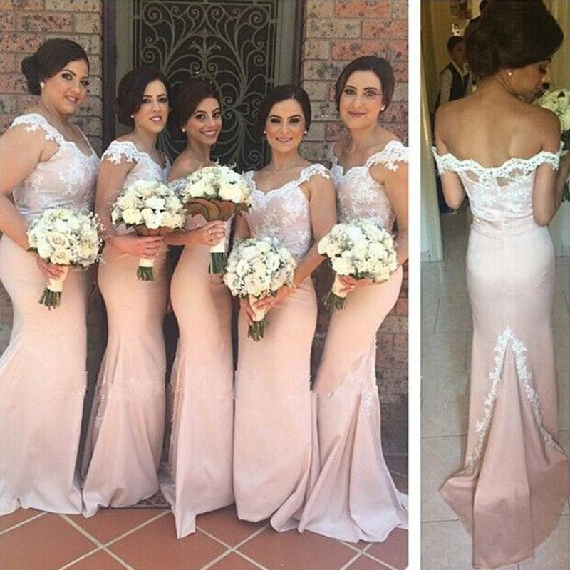 Chic Wardrobe Essentials LP4599 lace Appliqued Mermaid Bridesmaid Dress Long Lace Appliqued Long Wedding Party formal  Gown