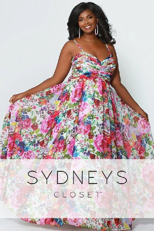 Designer Wear On Sale Sydneys Closet Long Sleeveless Floral Plus Size Prom Dress