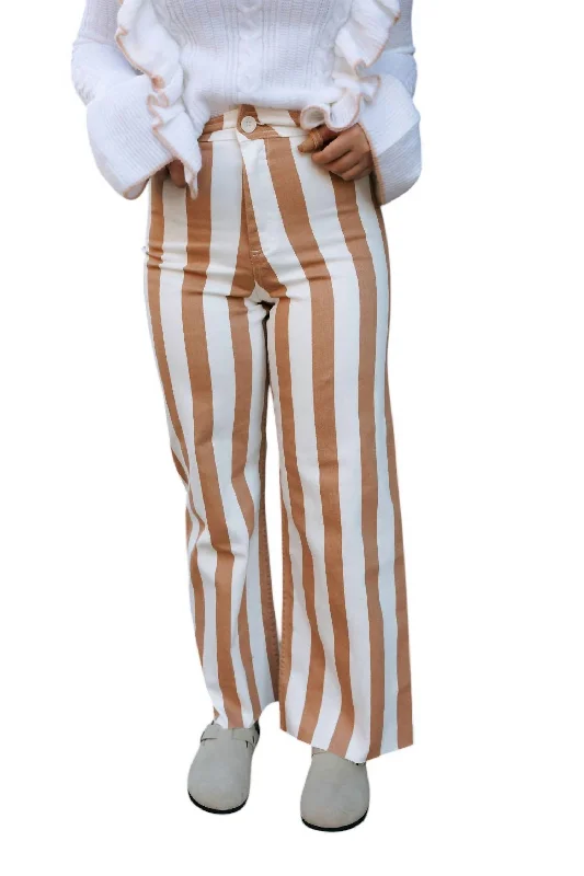 Style Redefined Stripe Stretch Pants In Toffee