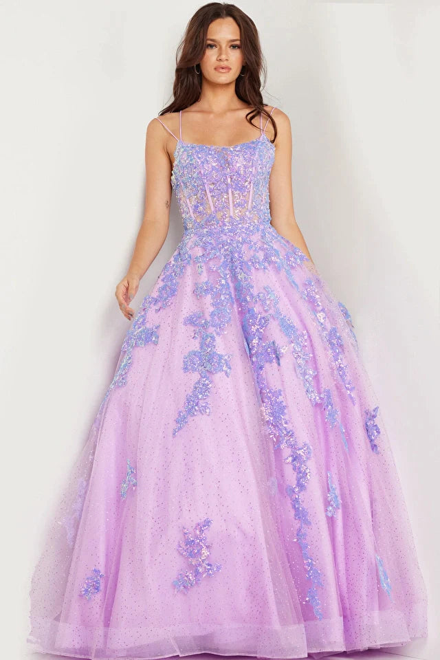 Forward Trendsetter Jovani 37700 Size 0 Lilac Long Prom Dress Corset Bodice Glitter Sequin Ballgown Formal Pageant Gown