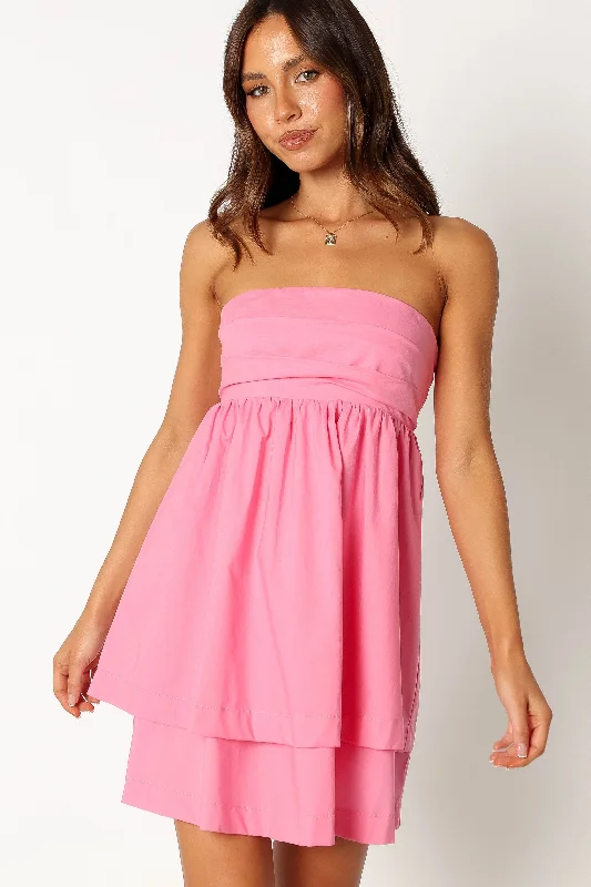 Chic & Cozy Apparel Rubee Strapless Tiered Mini Dress - Pink