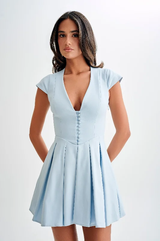 Limited Edition Keely Cotton Cap Sleeve Mini Dress - Sky Blue