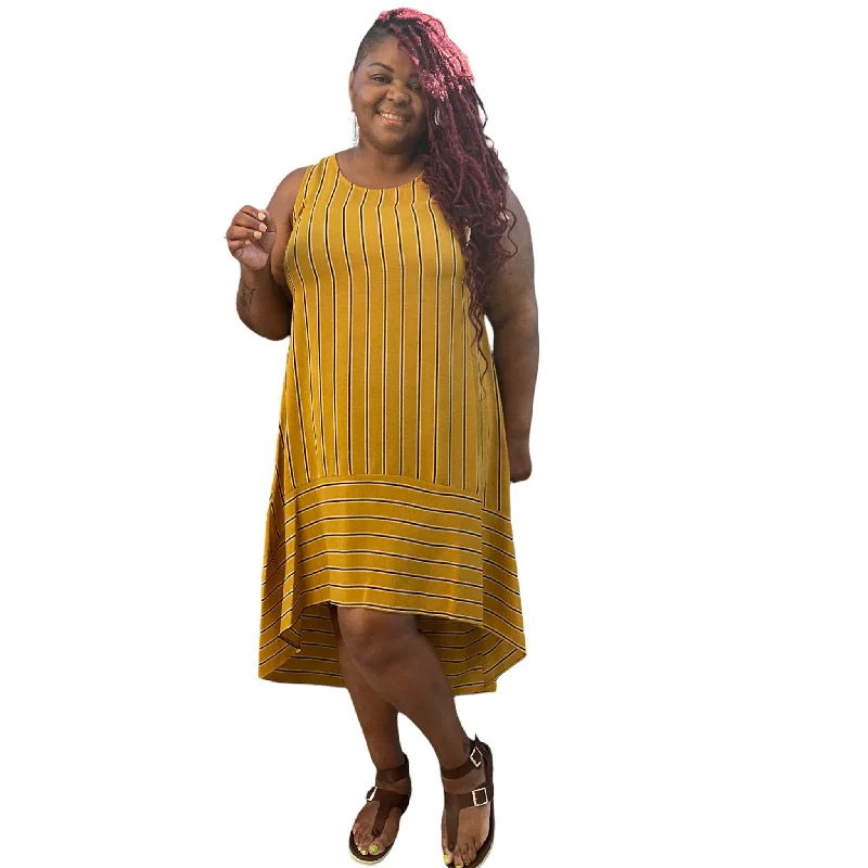 Budget Saver Women's Casual Striped Plus Size Maxi Dress