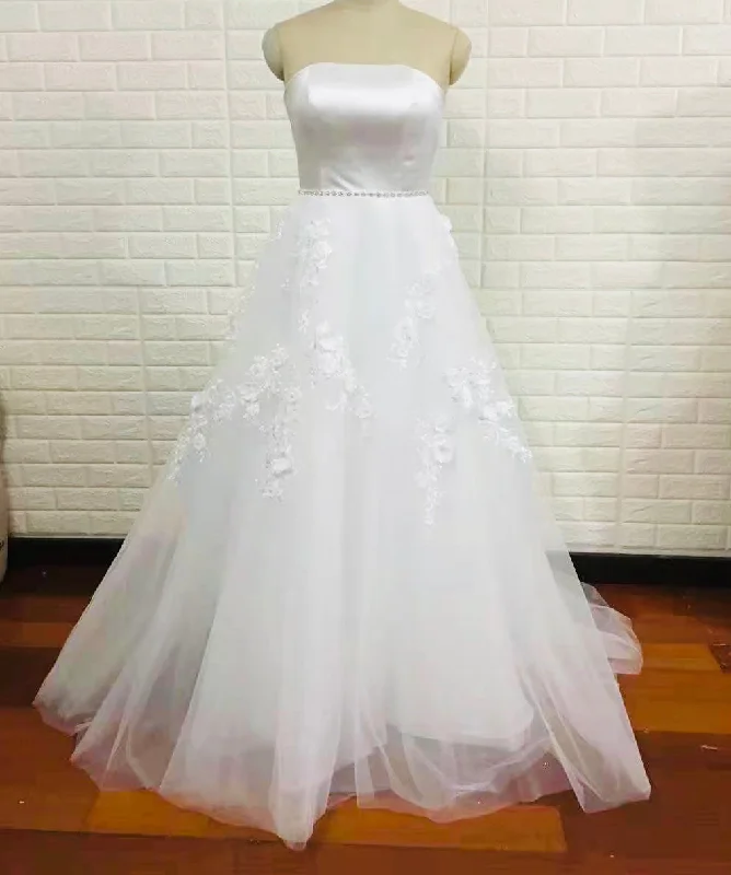 Discover Promotions Simple bridal dress,strapless bridal dress,white wedding dress