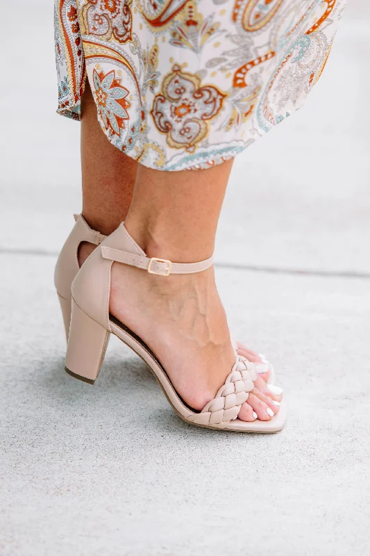 Flash Sale, Don't Miss More Than You Know Nude Braided Heels