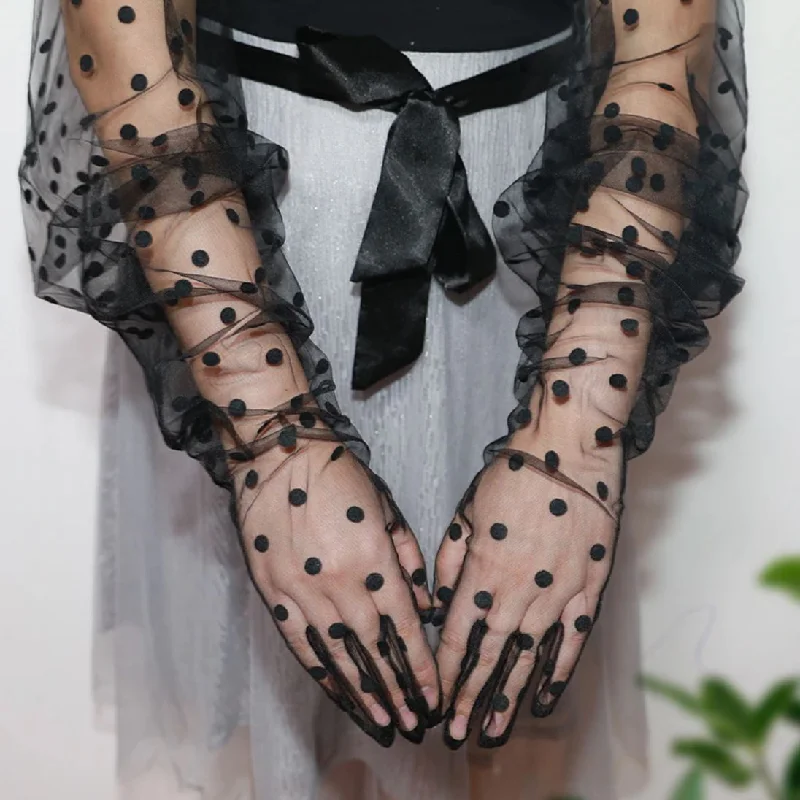 Stylish Savings Black Dotted Bridal Gloves