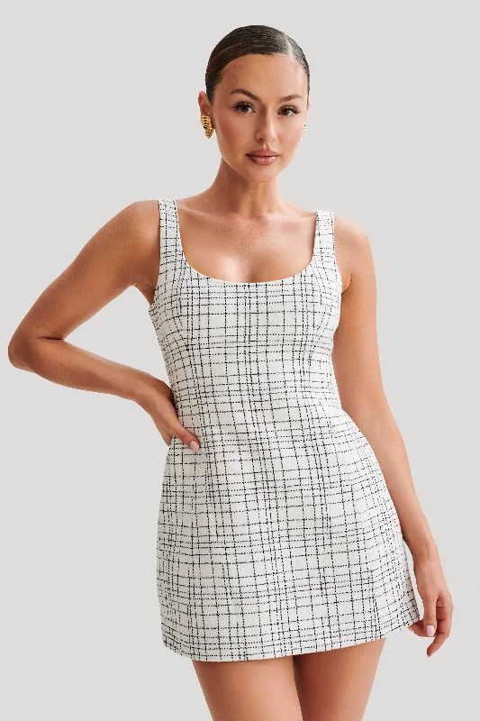 Huge Savings On Parisian Styles Beth Tweed Mini Dress - White Check