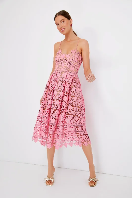 Budget Friendly Pink Azaelea Lace Midi Dress