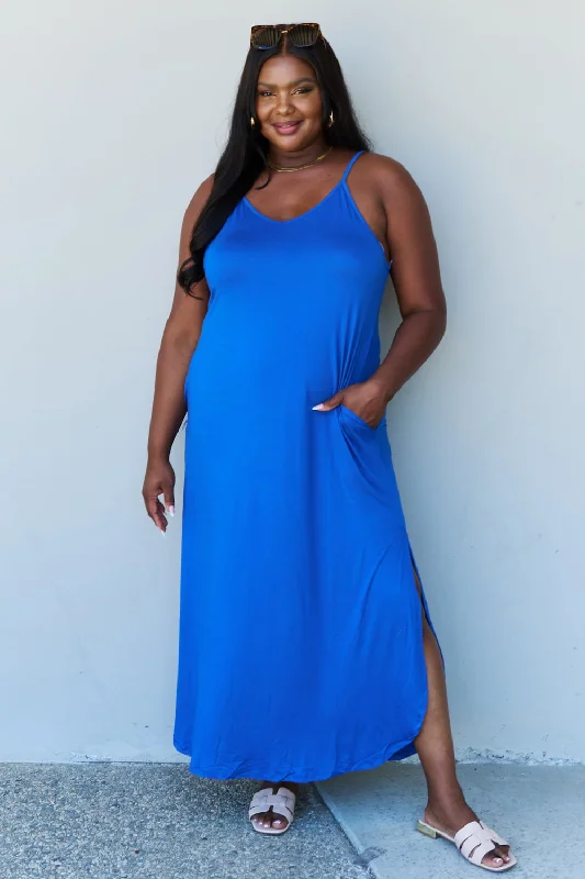 Cool Prices Full Size Cami Side Slit Maxi Dress in Royal Blue