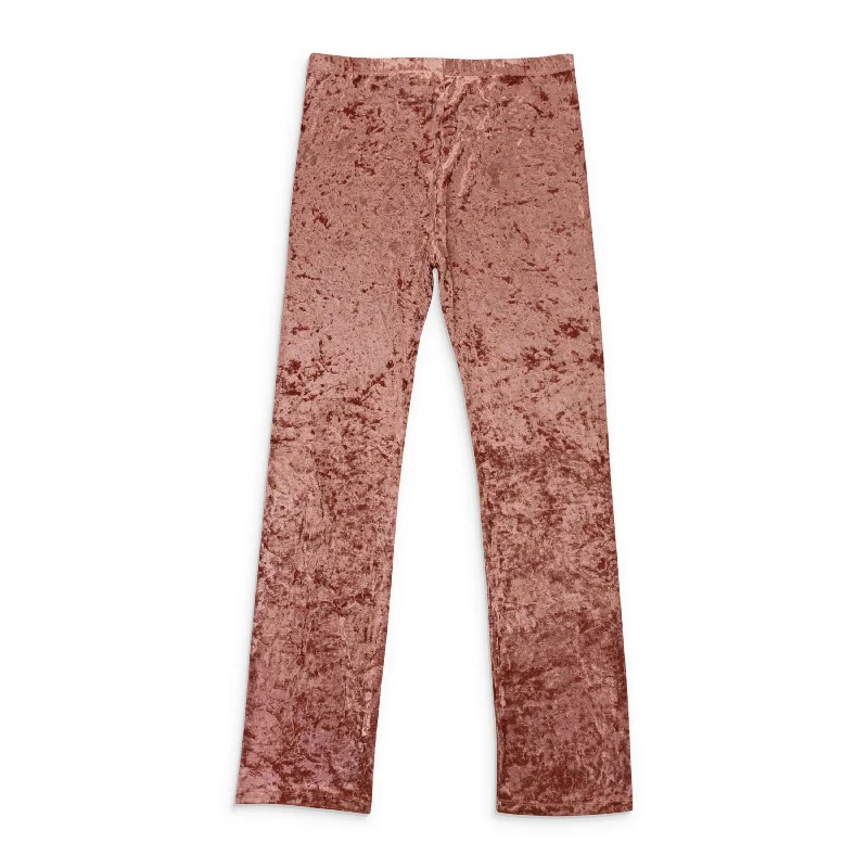 Flash Deals CALLIPYGIAN CRUSHED VELVET DUSTY PINK WOMEN'S STRAIGHT PANTS