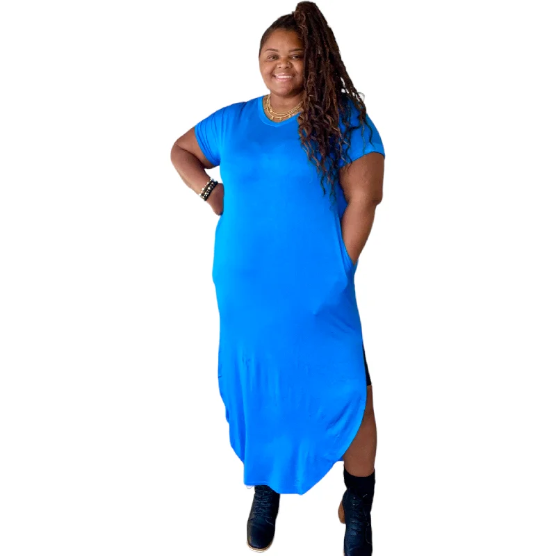 Evening Looks Women's Plus Size Basic Maxi Dress With Pockets