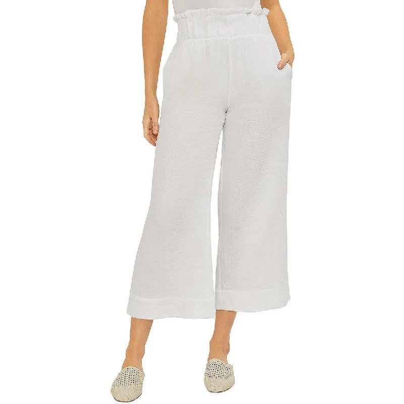 Trendy And Individual Women's Fashion Womens Gauze Wide-Leg Cropped Pants