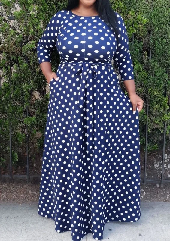 Chic And Edgy Hi Curvy Plus Size Women Polka Dot Maxi Dress