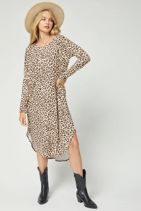 Hot Styles Leopard Pocket Midi Dress