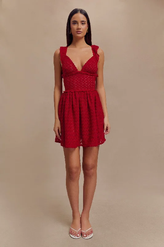 Style Without Limits Ezra Lace Mini Dress - Deep Red