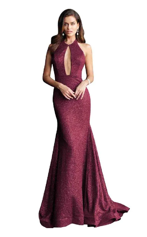 Wardrobe Essentials Jovani 64851 Halter Neck Glitter Prom Gown