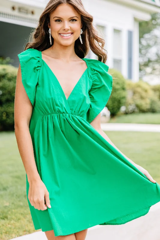 Wardrobe Upgrade Best Days Ahead Kelly Green Ruffled Dress