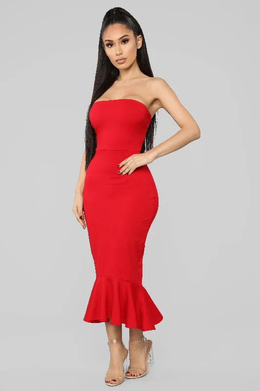 Big Discounts Fit For The Occasion Midi Dress - Red