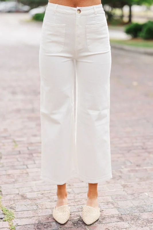 Clearance Sale, All Cheap Talk Later Ivory White Wide Leg Pants