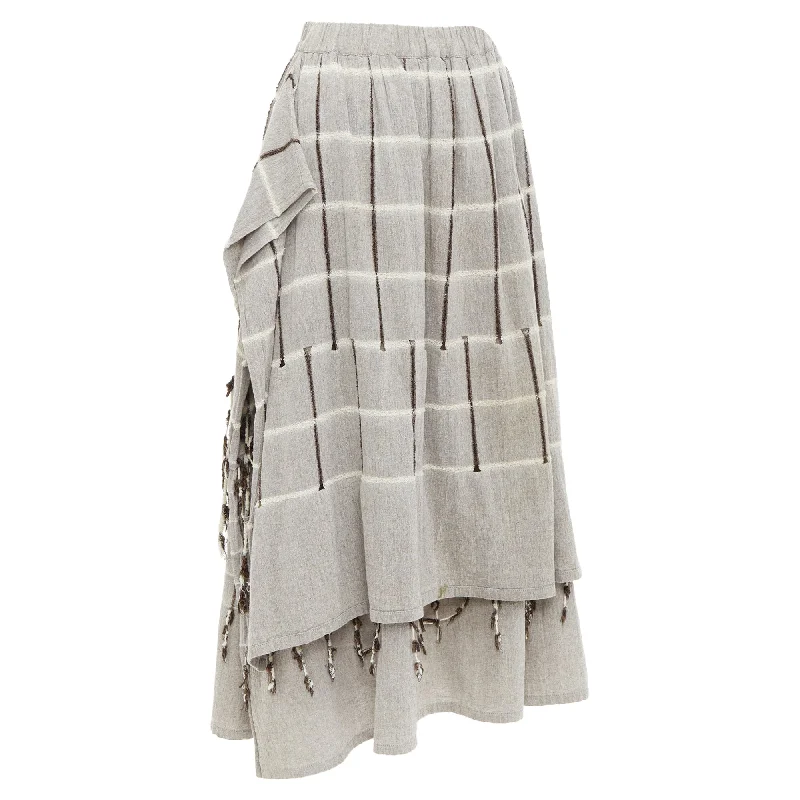 From Casual To Classy Issey Miyake checked fringe trim layered skirt