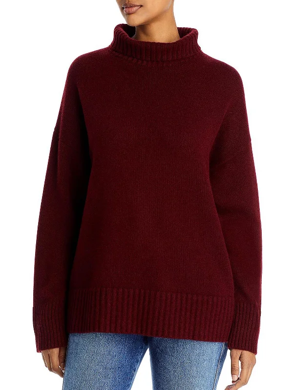 Trendsetting Threads Womens Cashmere Ribbed Trim Turtleneck Sweater