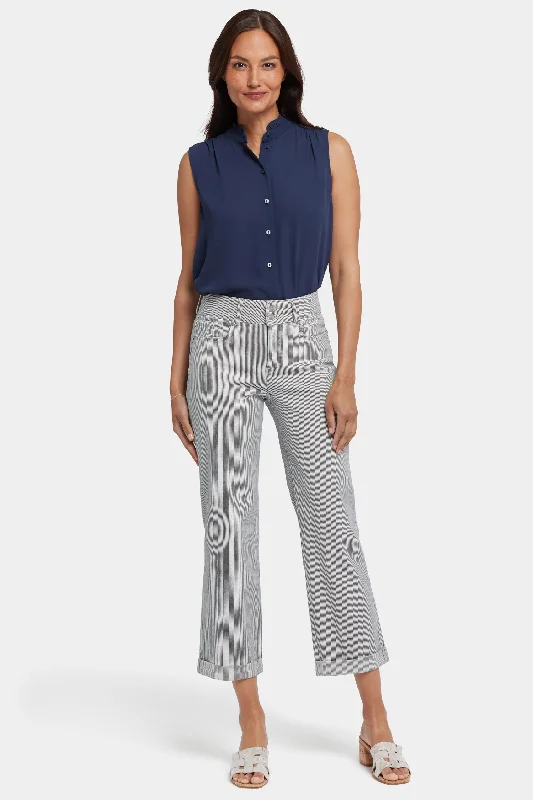 Trendy Urban Attire Bailey Relaxed Straight Crop Jeans - Luarca Stripe