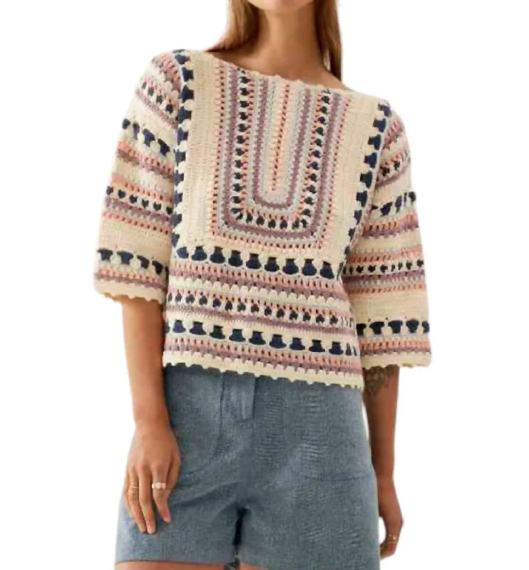 Fashion For Every Occasion Hand Crocheted Lorianne Sweater In Multi-Colored