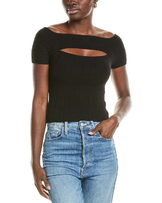 Chic & Cozy Collection NAADAM Cutout Off-The-Shoulder Cashmere Top