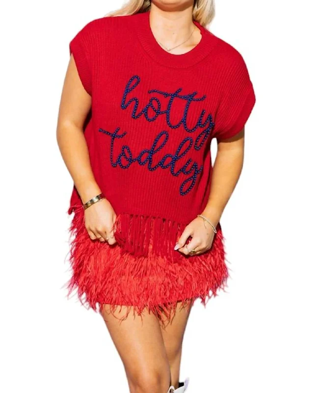 Hot Trends Ole Miss Fringe Sweater Top In Red