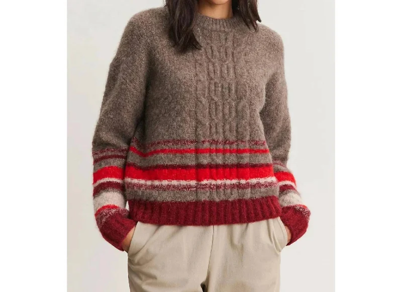 Forward Trendsetter Elayne Alpaca Cable Knit Crew Neck Sweater In Multicolor