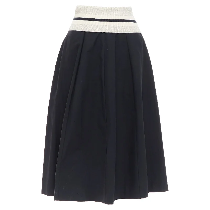 Seize Bargains Brunello Cucinelli Cotton Blend Foldover Waist Midi Skirt