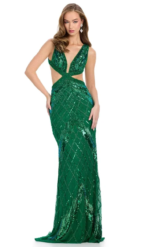 Luxe Women's Fashion Ashley Lauren 11810 - Cutout Waist Plunging Neckline Prom Dress