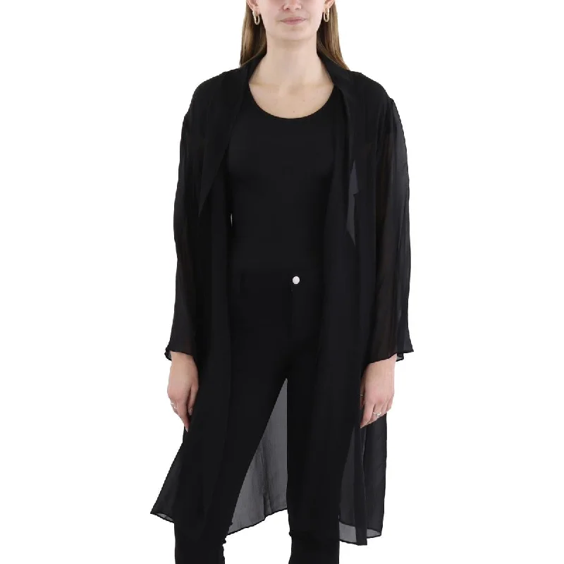 Versatile Style Wardrobe Womens Silk Long Open Front