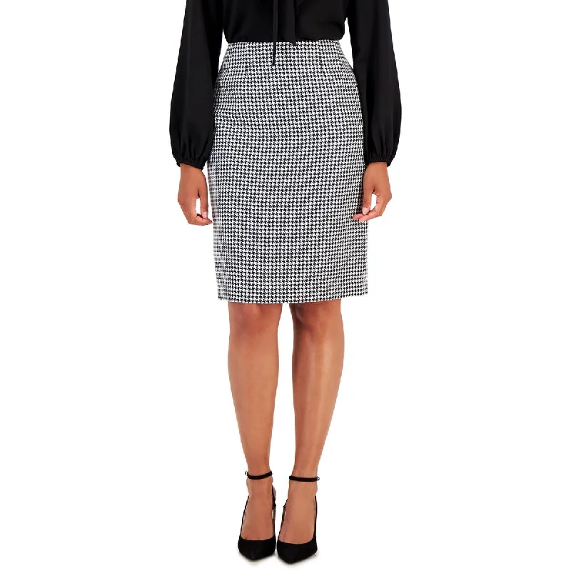 Special Offers, Don't Miss Petites Womens Hidden Back Zipper Houndstooth Pencil Skirt