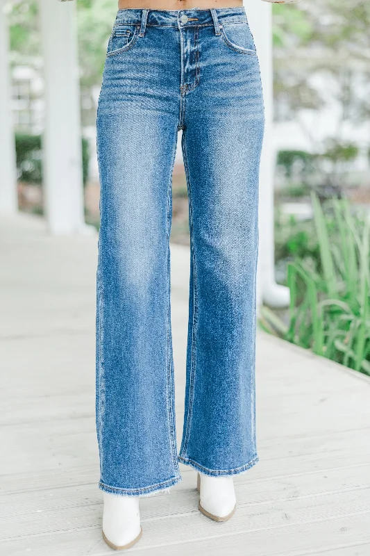 Limited Edition Risen Jeans: Take The Hint Medium Wash Straight Leg Jeans