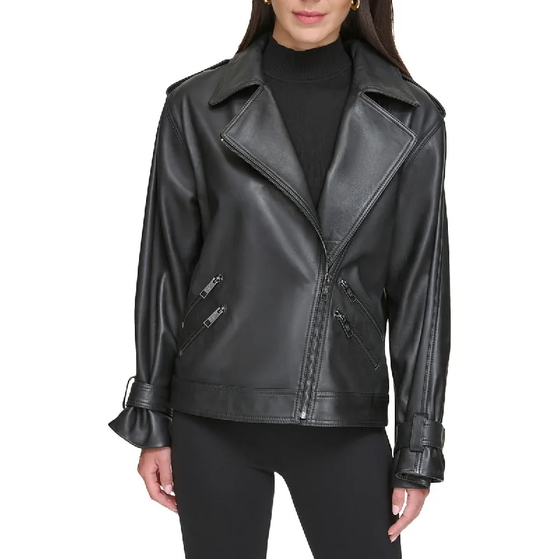 Redefining Women's Fashion Womens Leather Oversized Motorcycle Jacket