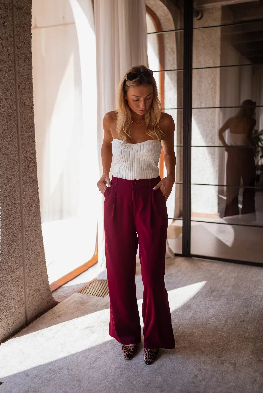 Versatile Wardrobe Essentials Burgundy Azra Pants