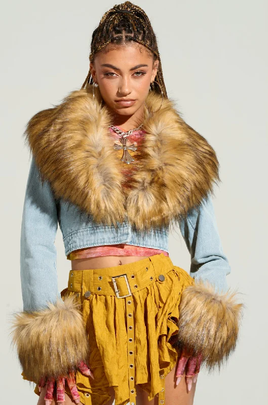 Embrace New Fashion NEW GISELE CROPPED FUR TRIM JACKET