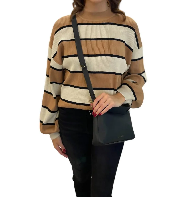 Discover Promotions Striped Long Sleeve Top In Cream/camel