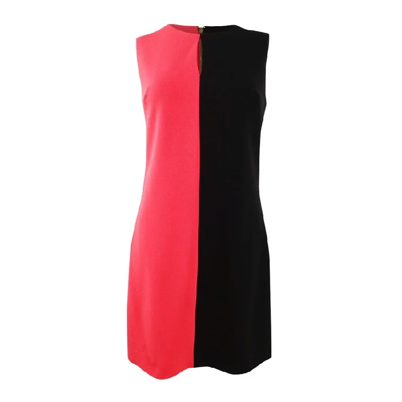 Hot Styles Calvin Klein Women's Sleeveless Colorblock Shift Dress (2, Watermelon/Black)