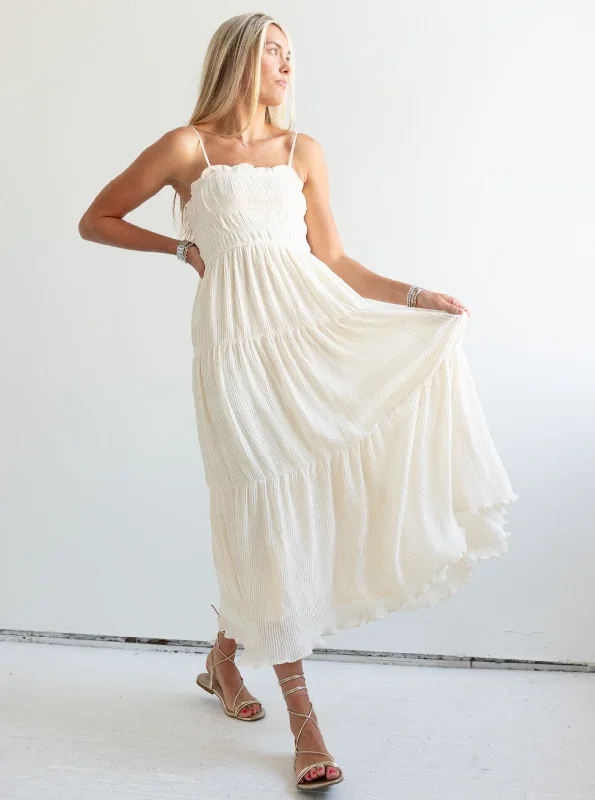 Special Occasion Wear Ivory Pleat Dress