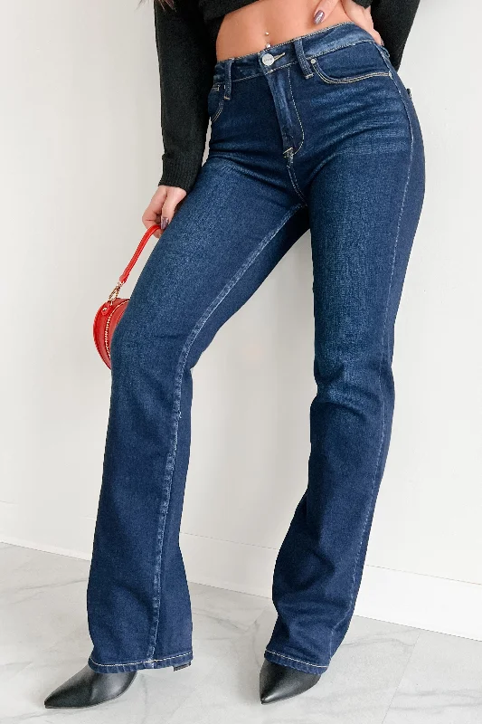 Break Fashion Norms Dylan Mid Rise Risen Straight Leg Jeans (Dark)