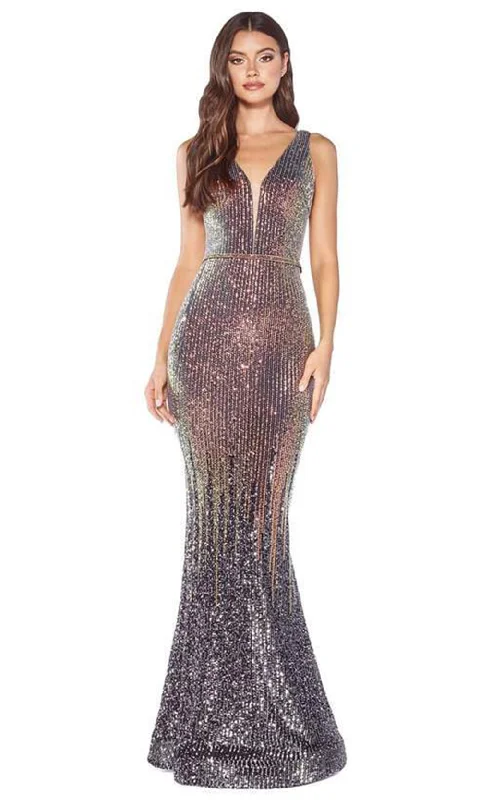 Hot Trends Cinderella Divine - J9273SC Sequined Sleeveless Sheath Gown