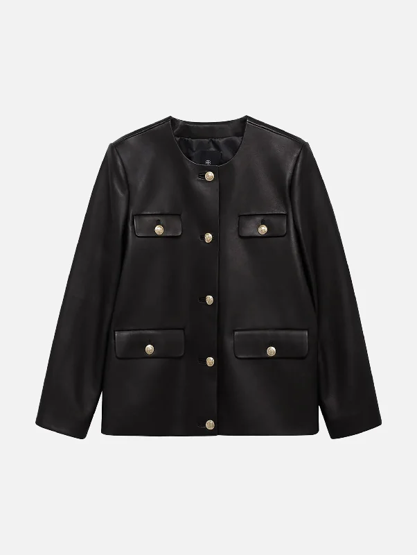 Fashion Forward Style Lydia Jacket in Black Leather