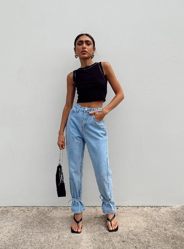 Style Your Wardrobe Connection Ankle Tie Denim Jeans