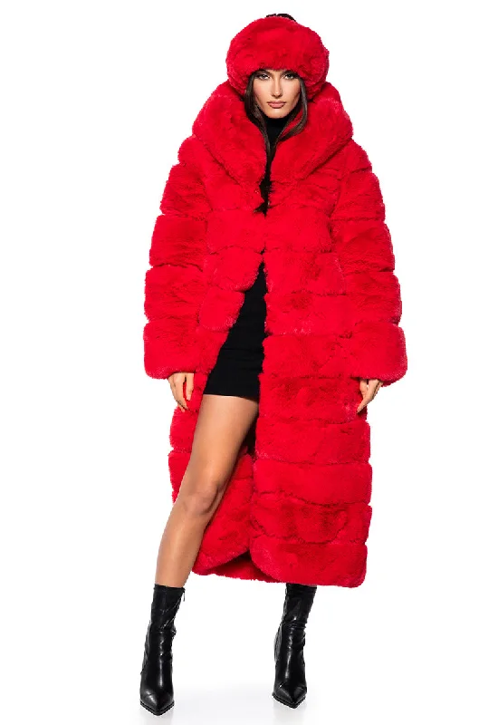 Hot Deals AZALEA WANG FAUX FUR PANEL HOODED TRENCH