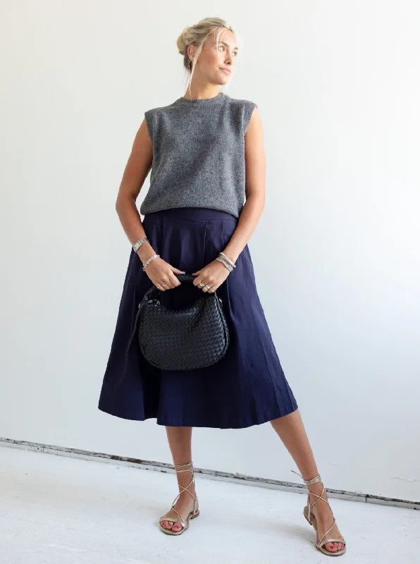 End Of Season Sale Addison Navy Midi Skirt