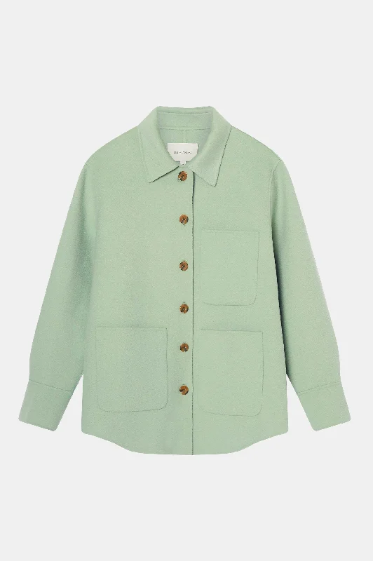 Fashion Frontiers Florentine Cashmere Shirt Jacket in Seafoam