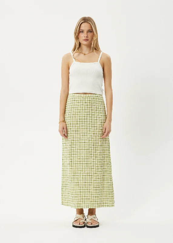 Day To Night Styles AFENDS Womens Darcy - Check Maxi Skirt - Lemongrass Check